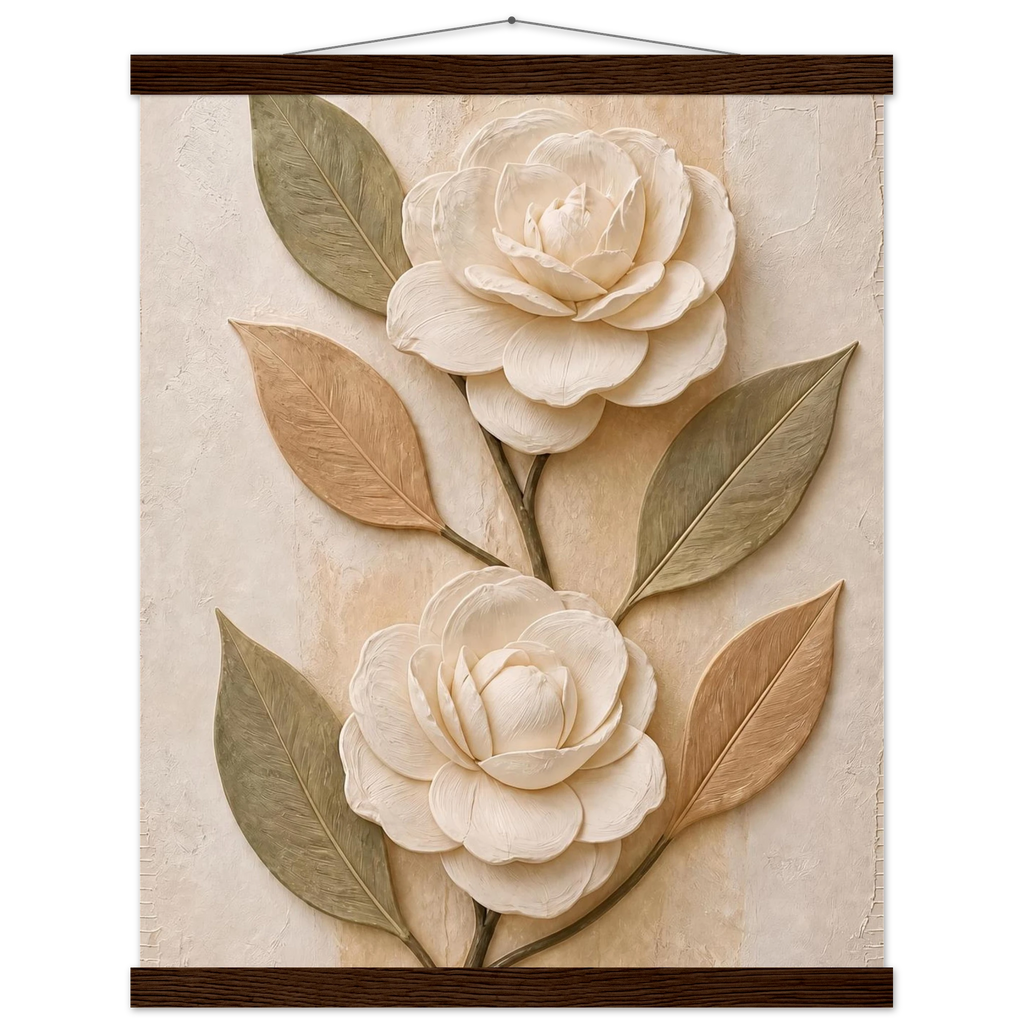 Carved Camellia: flowers and botanical. Fine art poster by The Light Stays.