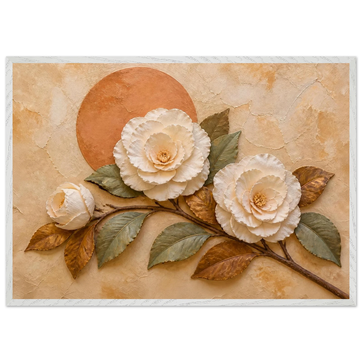 Camellia Eclipse: flowers and botanical. Museum-quality framed fine art print.