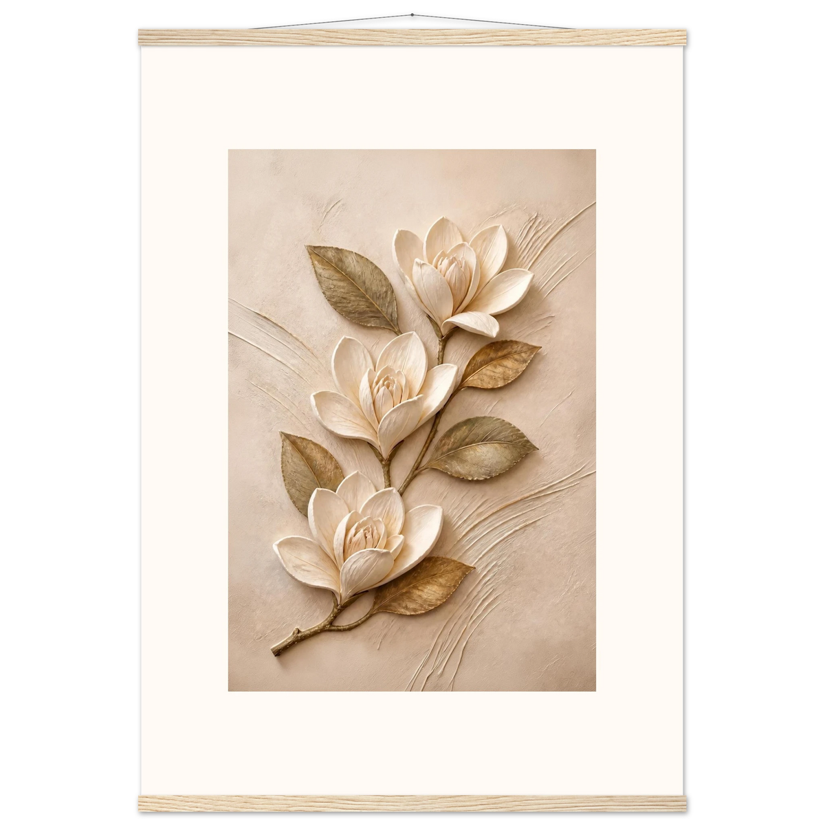 Magnolia Ascent: flowers and botanical. Museum-quality fine art poster.