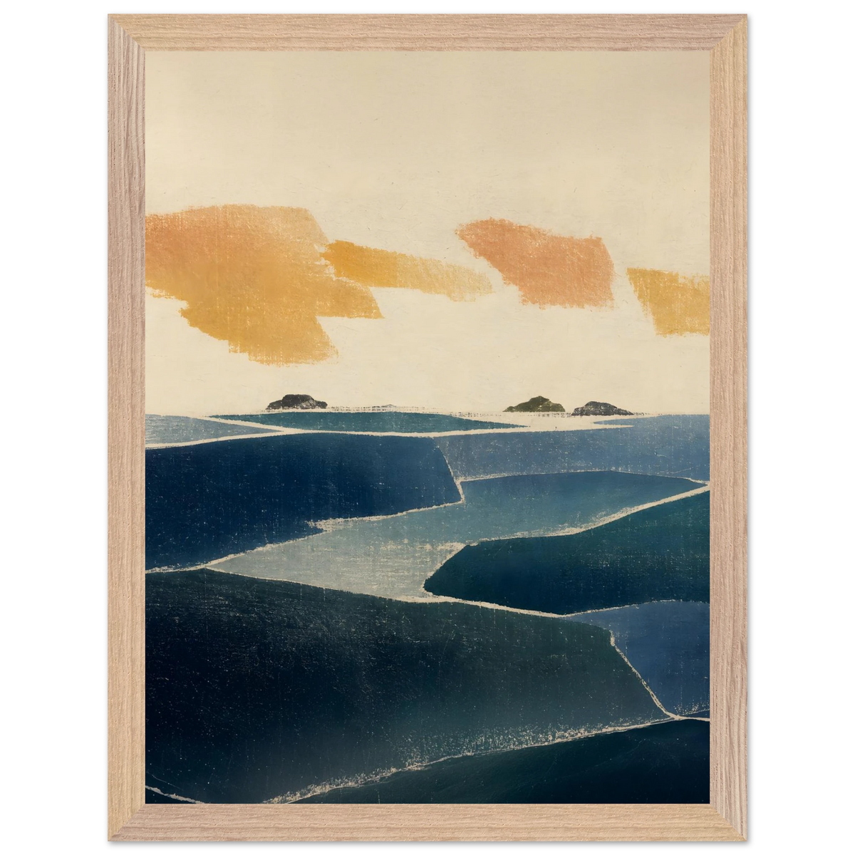 Amber and Indigo: abstract, coastline and color field. Framed fine art print by The Light Stays.