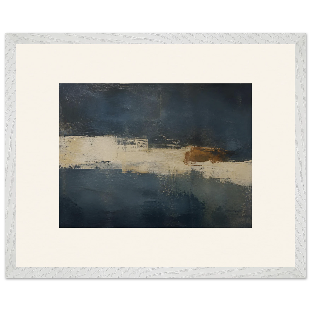 Ivory Crossing, abstract, ivory and serene lines. Archival framed fine art print shown framed.