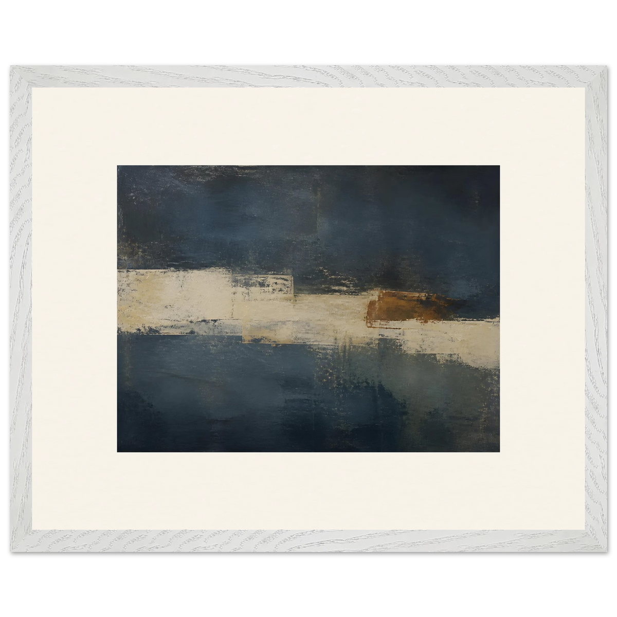 Ivory Crossing, abstract, ivory and serene lines. Archival framed fine art print shown framed.