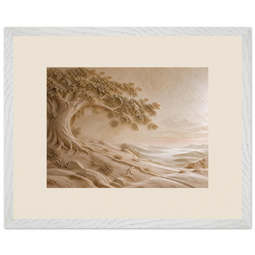 Sandstone Dawn, lumen and siena. Archival framed fine art print shown framed.