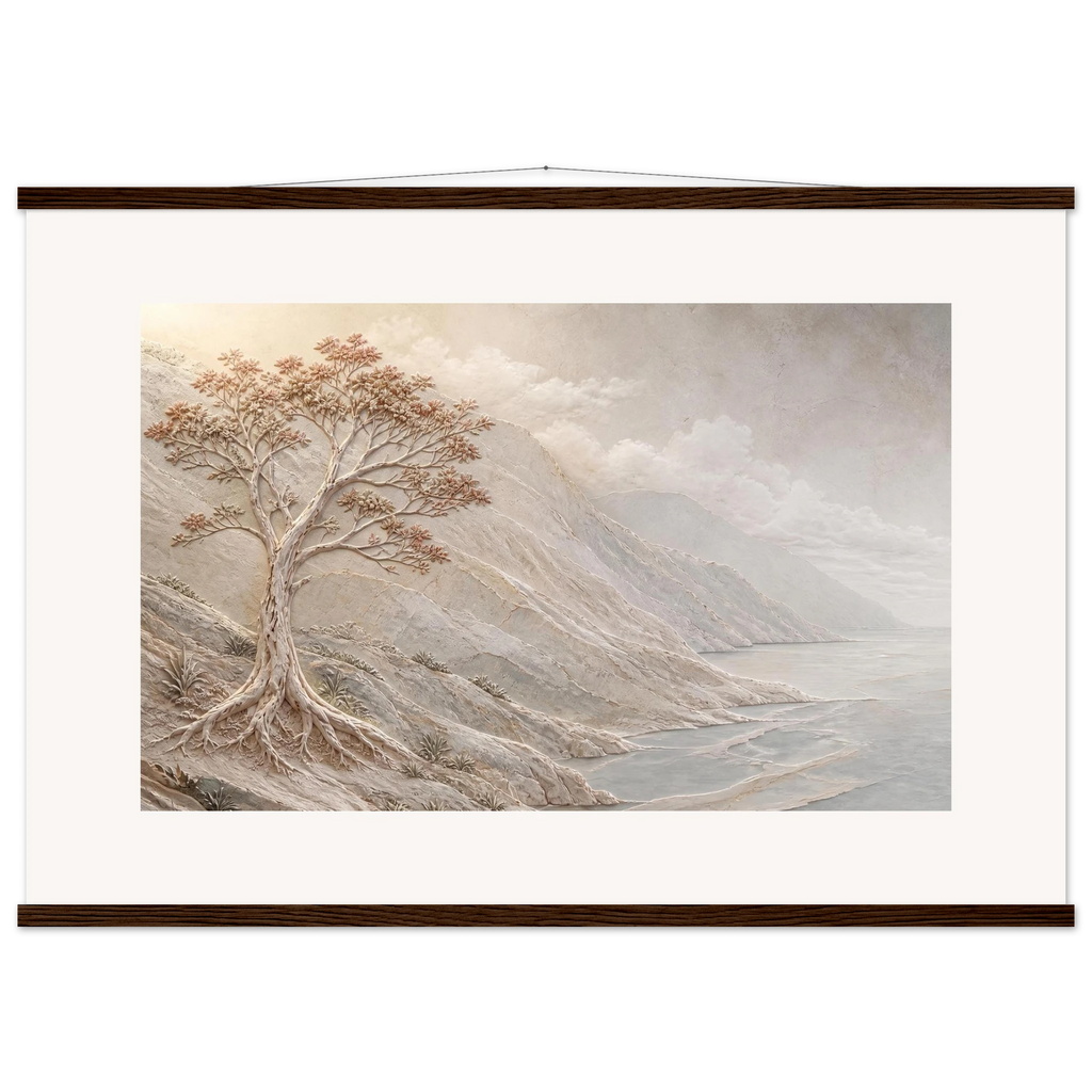 Coral Headland, sea and coastal landscape. Archival fine art poster shown framed.