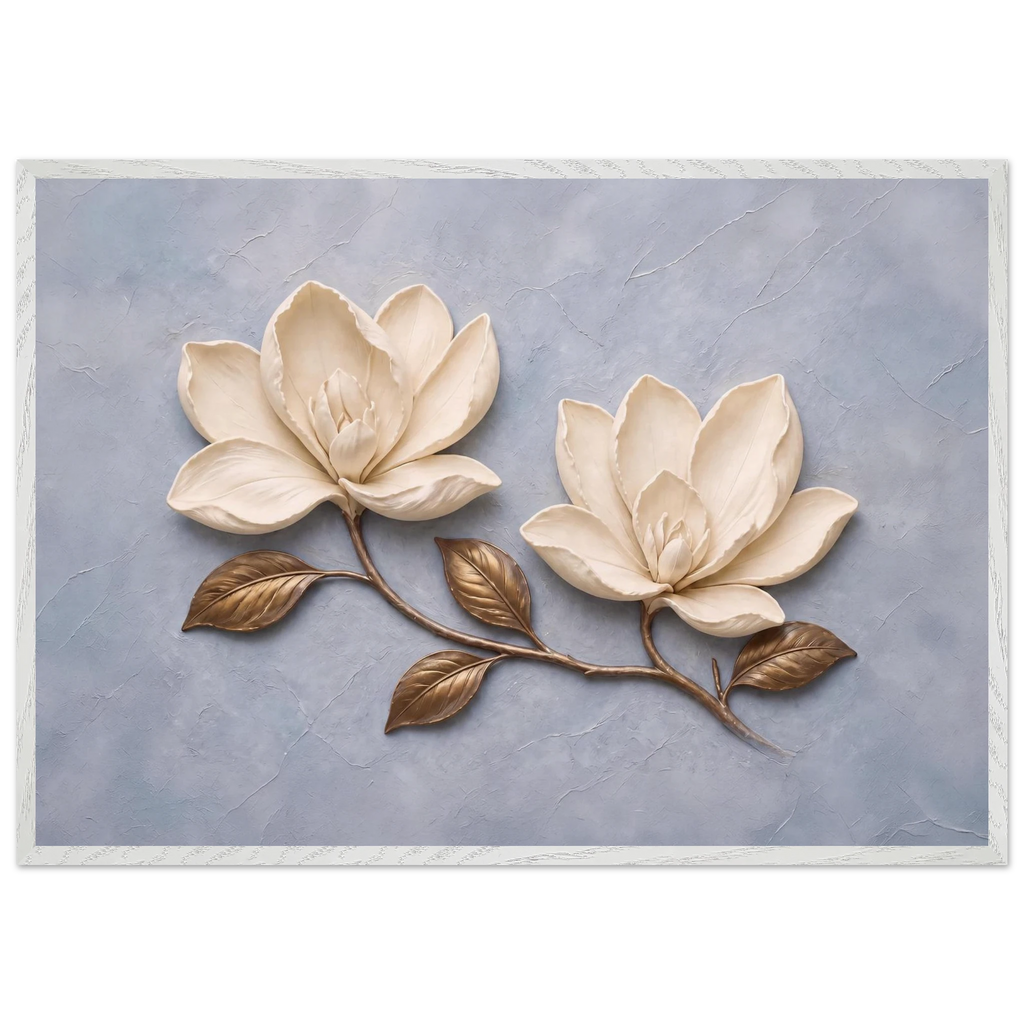 Bronze Magnolia: flowers and botanical. Framed fine art print by The Light Stays.