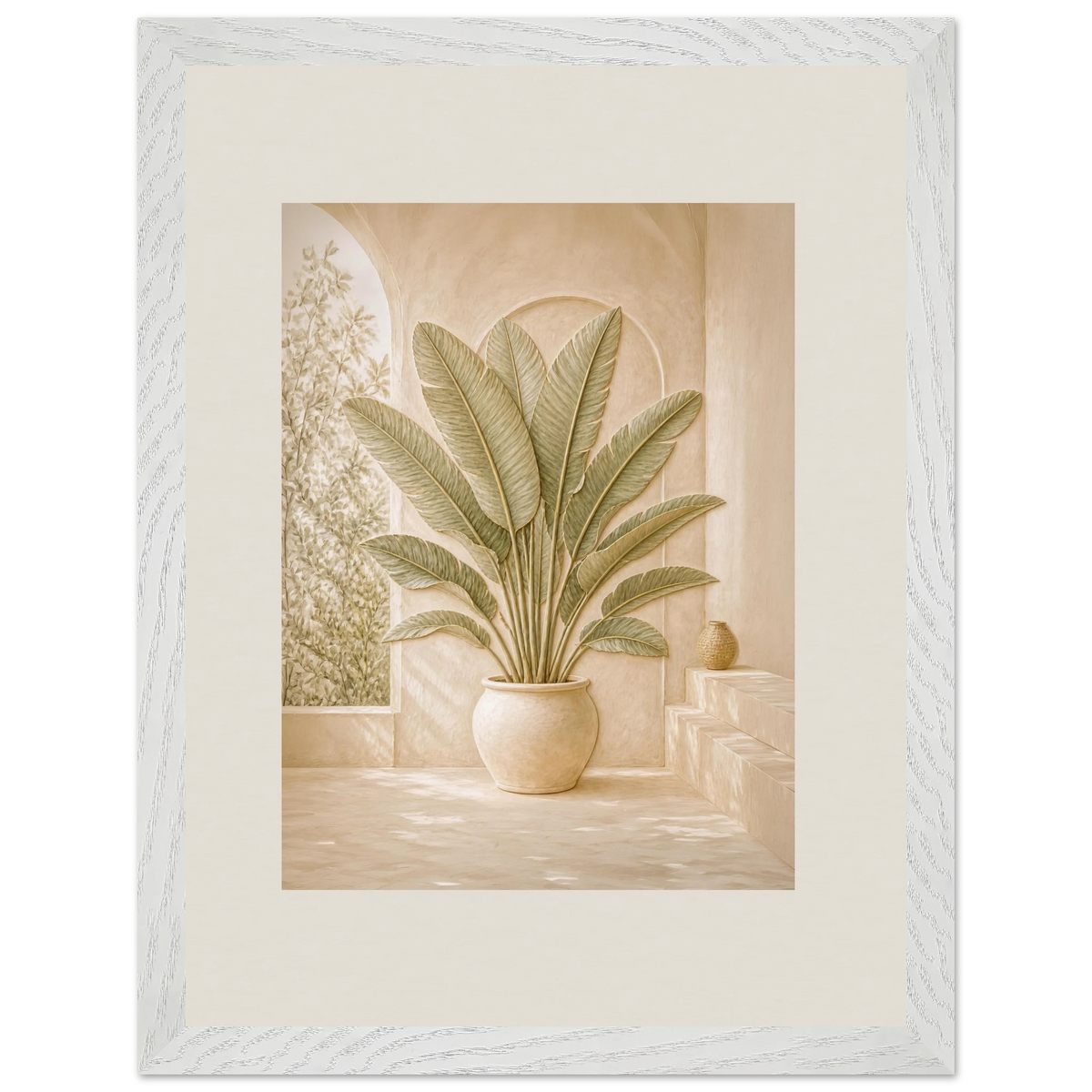 Courtyard Noon, landscape and sun. Archival framed fine art print shown framed.