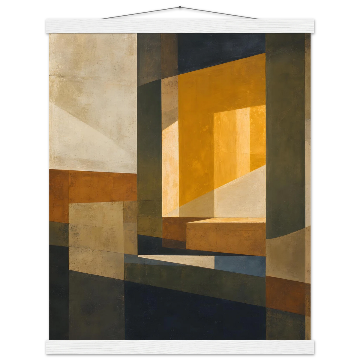 Ochre Window: architecture, mediterranean and earth tones. Fine art poster with wooden hanger by The Light Stays.