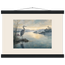 Heron at Dawn, japanese art and japandi. Archival fine art poster shown framed.