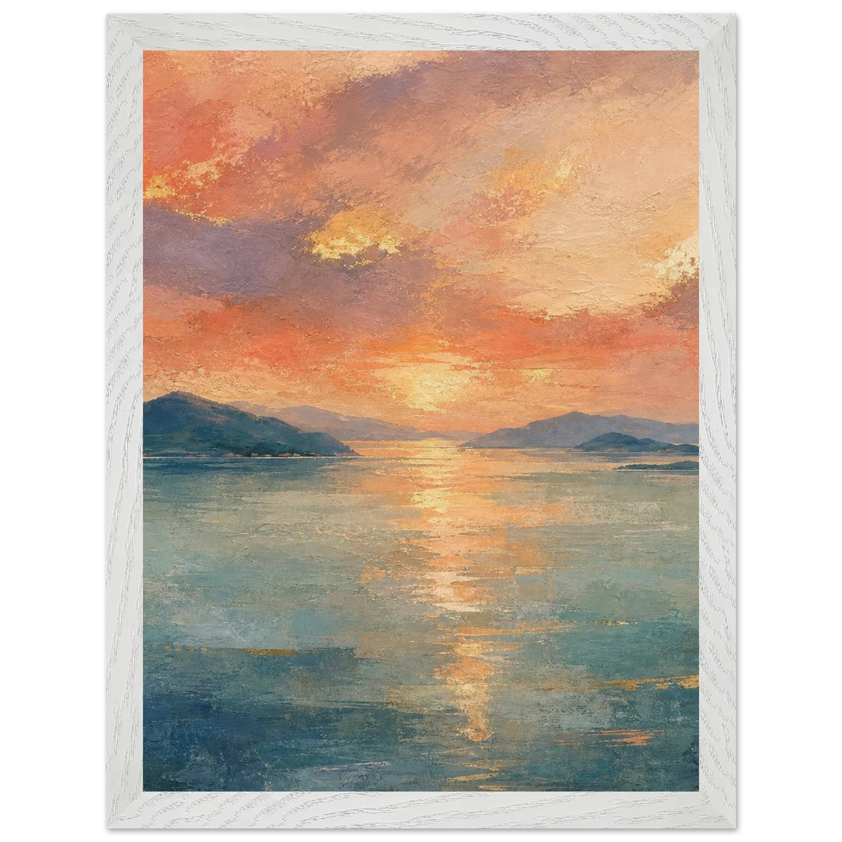 Setouchi Peach Dawn: riviera and japandi. Museum-quality framed fine art print.