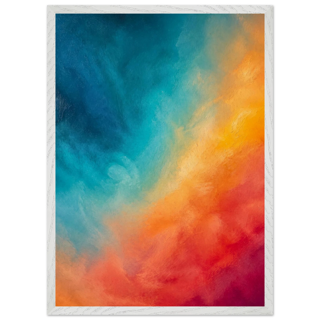 Teal and Orange: gradient, sea and dusk. Museum-quality framed fine art print.