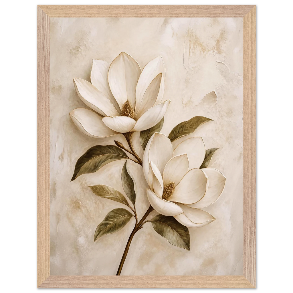 Gilded Magnolia: flowers and botanical. Framed fine art print by The Light Stays.