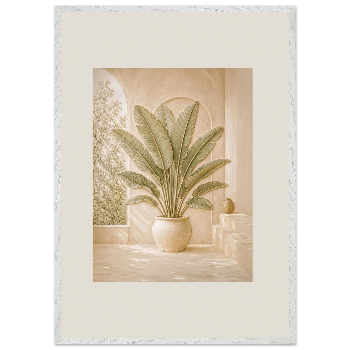 Courtyard Noon: landscape and sun. Museum-quality framed fine art print.