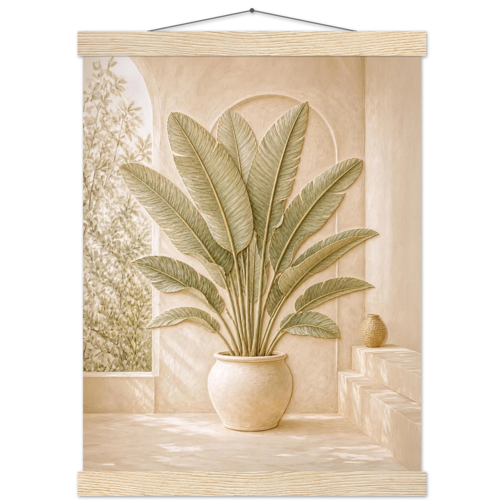 Courtyard Noon: landscape and sun. Fine art poster, alternate frame and size.