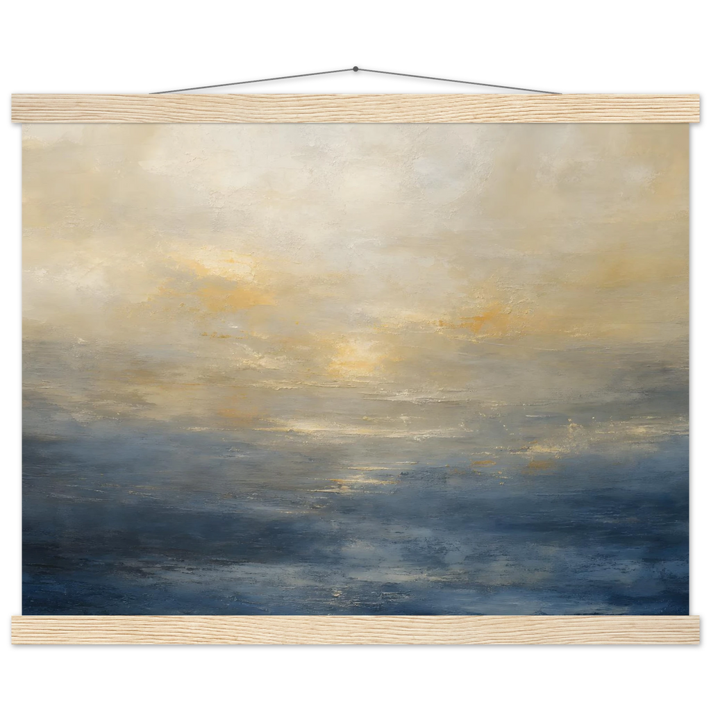 Golden Sea Mist: sea and coastal landscape. Museum-quality fine art poster.