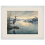 Heron at Dawn, japanese art and japandi. Archival framed fine art print shown framed.