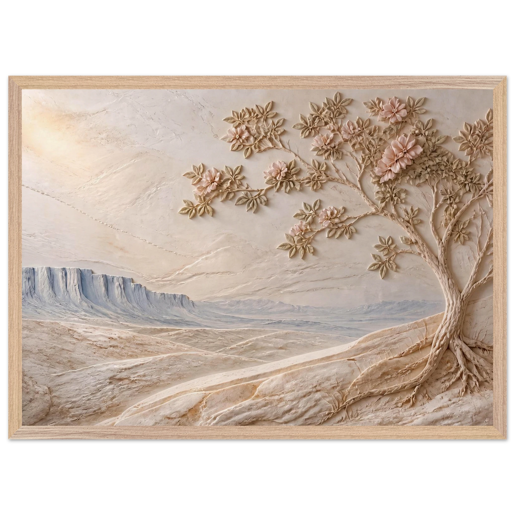 Cliffside Bloom: flowers and botanical. Framed fine art print, alternate frame and size.