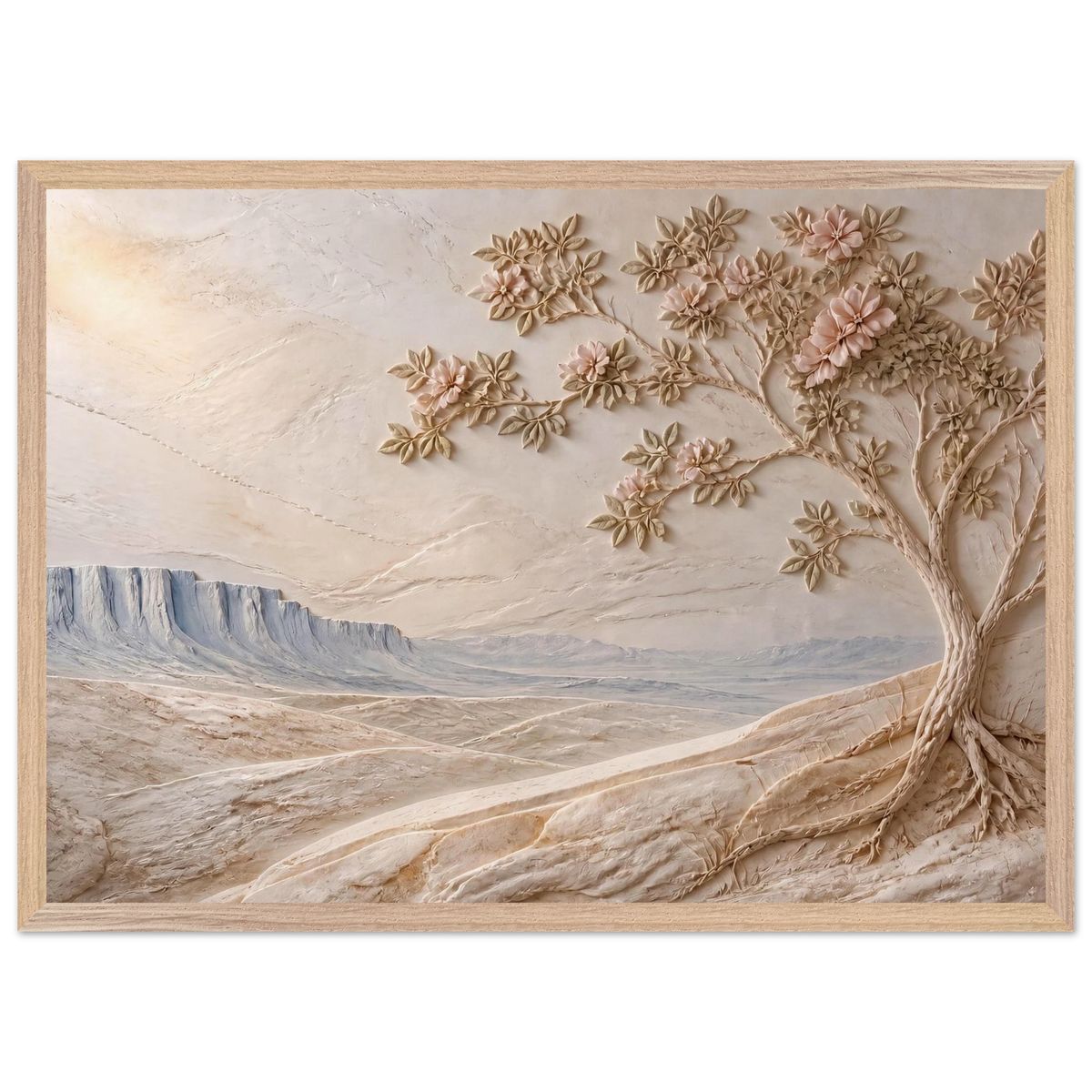 Cliffside Bloom: flowers and botanical. Framed fine art print, alternate frame and size.