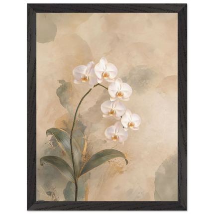 Orchid Luminance: botanical, pale gold and floral art. Framed fine art print by The Light Stays.