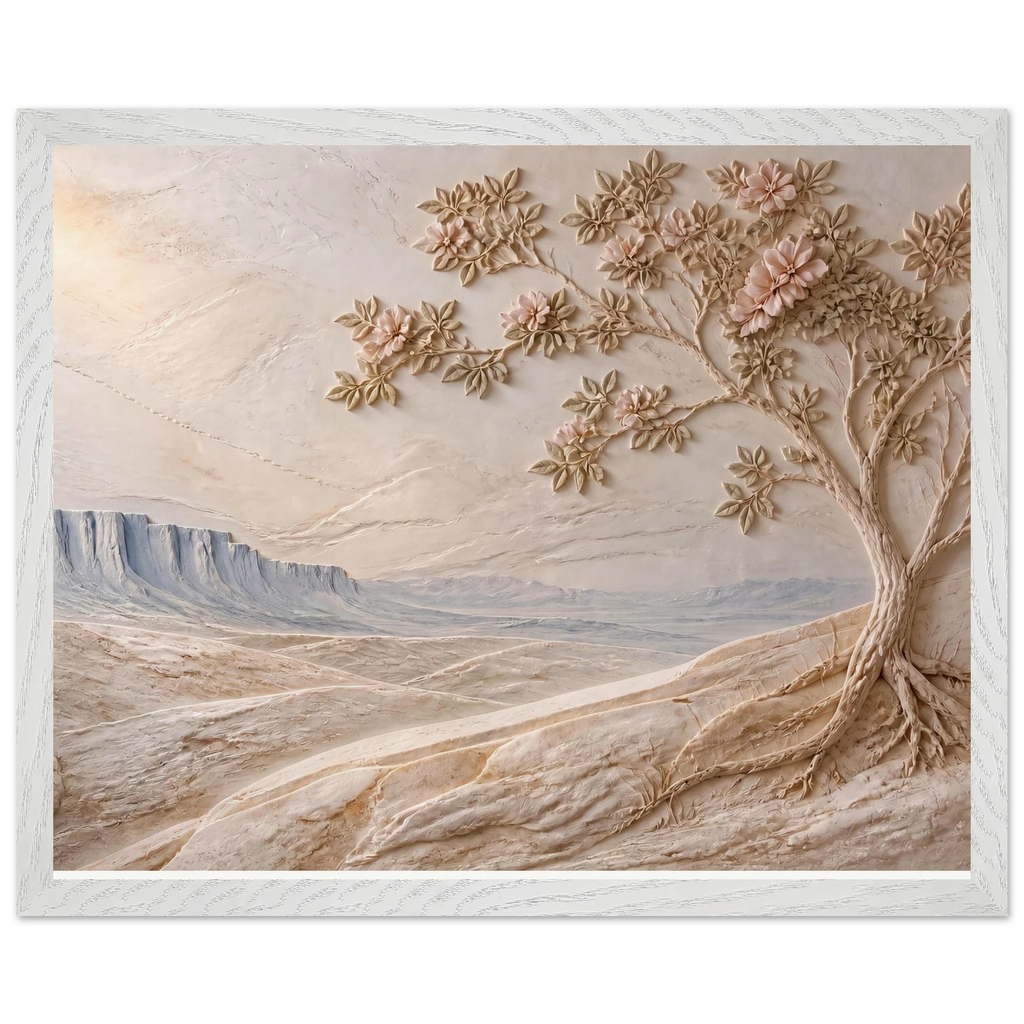 Cliffside Bloom, flowers and botanical. Archival framed fine art print shown framed.