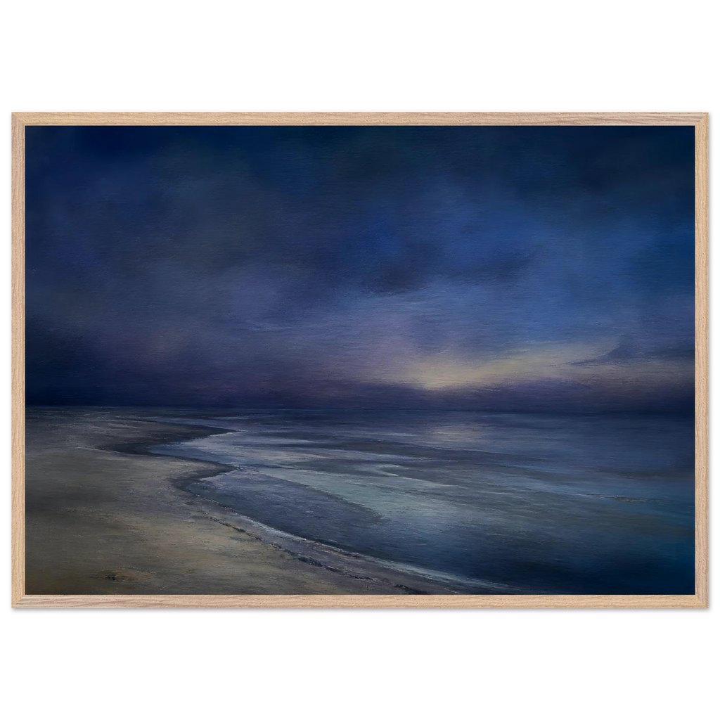 Blue Hour Shore: sea and coastal landscape. Museum-quality framed fine art print.