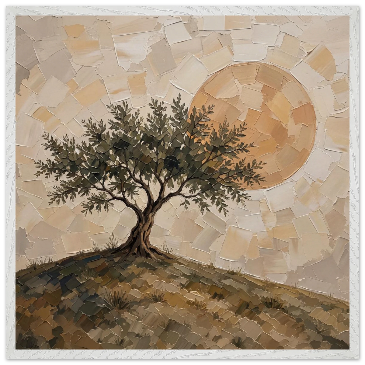 Olive Noon: hills, botanical and golden tones. Framed fine art print by The Light Stays.