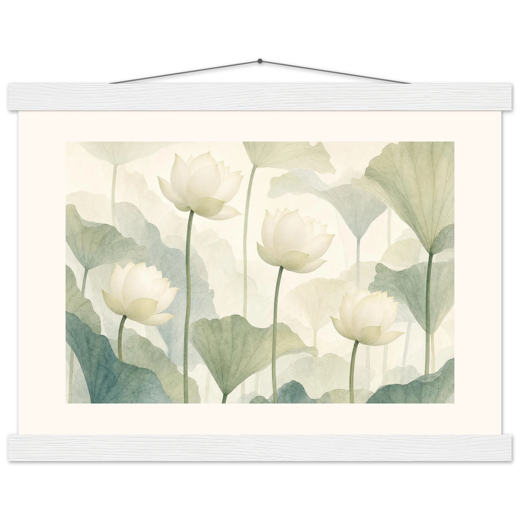 Ivory Lotus Screen: flowers and botanical. Fine art poster by The Light Stays.