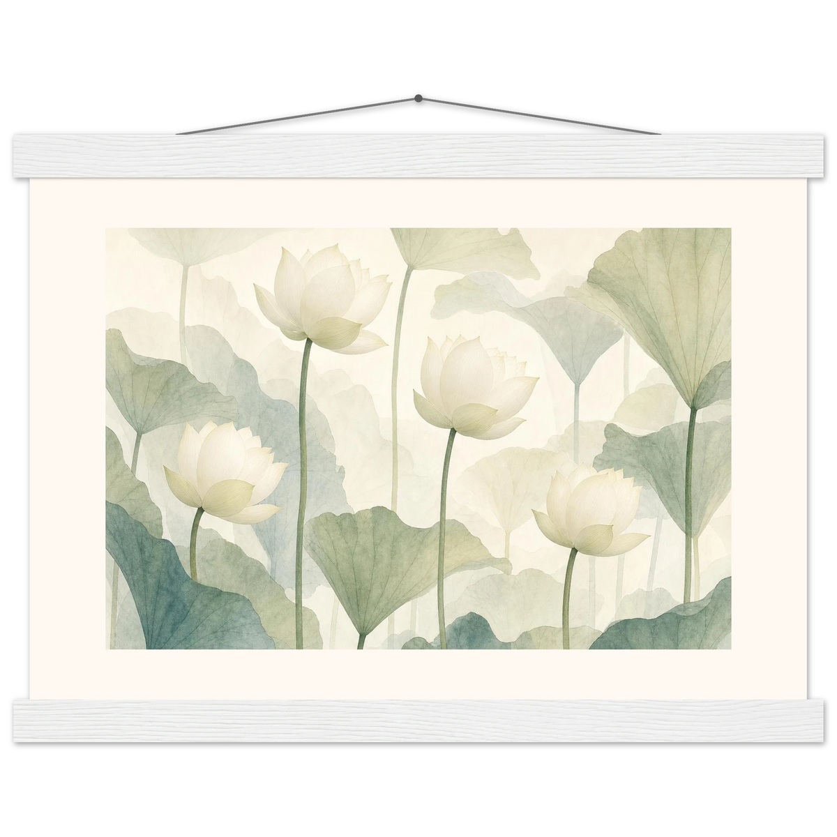 Ivory Lotus Screen: flowers and botanical. Fine art poster by The Light Stays.