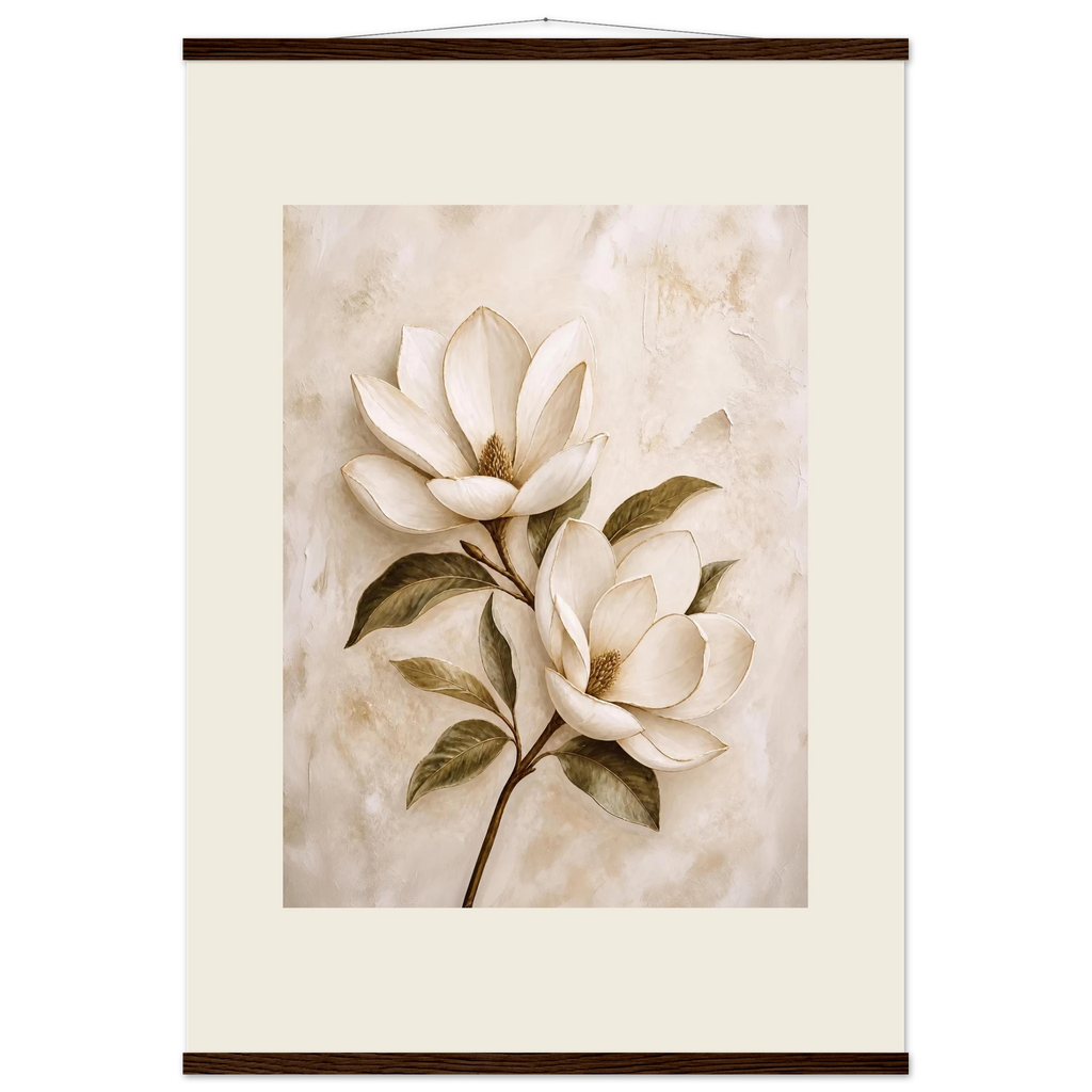 Gilded Magnolia: flowers and botanical. Museum-quality fine art poster.