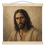 Pôster Kind Eyes com suporte de madeira, retrato sereno de Jesus em luz quente