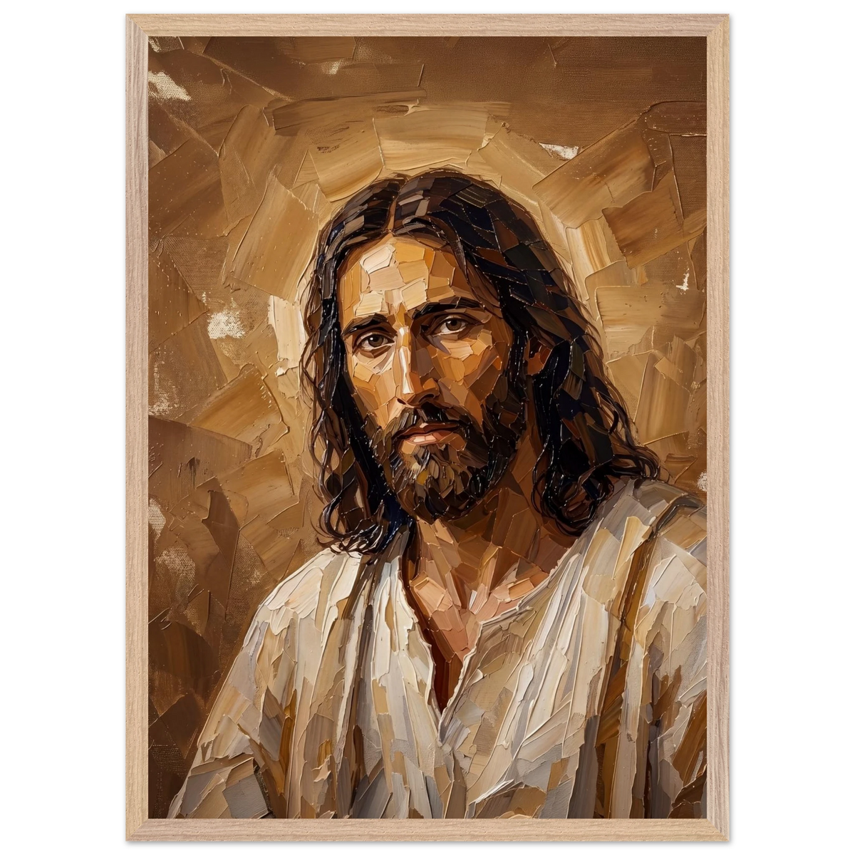 Kind Eyes: jesus, faith and serene gaze. Framed fine art print by The Light Stays.