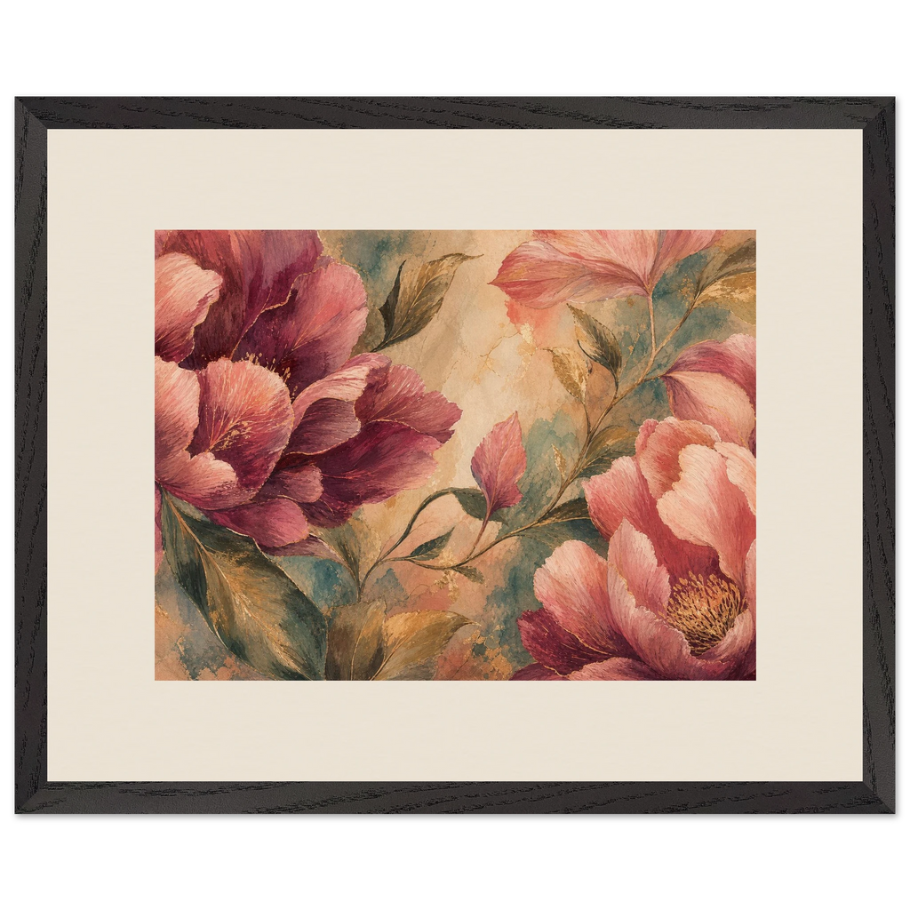 Crimson Peonies: flowers and botanical. Framed fine art print by The Light Stays.