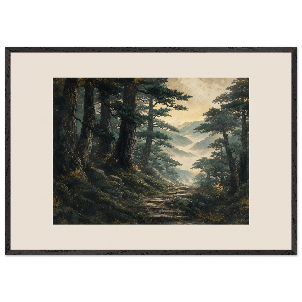 Cypress Passage: japanese art and japandi. Framed fine art print, alternate frame and size.