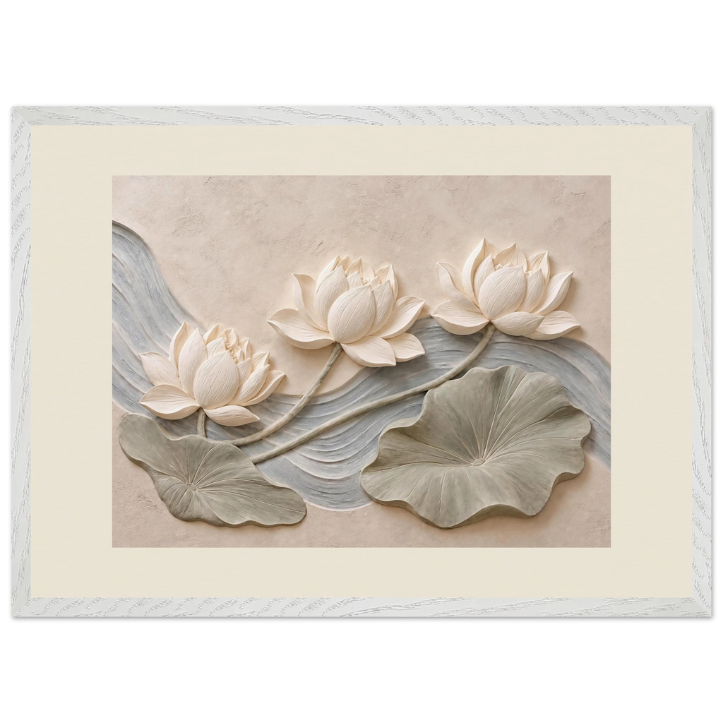 Lotus Current, flowers and botanical. Archival framed fine art print shown framed.