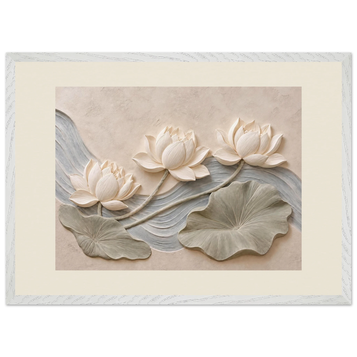 Lotus Current, flowers and botanical. Archival framed fine art print shown framed.