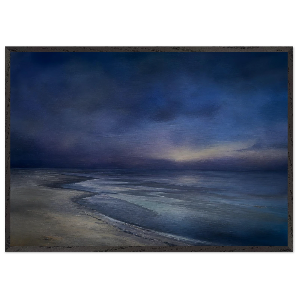 Blue Hour Shore: sea and coastal landscape. Museum-quality framed fine art print.