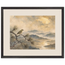 Golden Moon Bird, japanese art and japandi. Archival framed fine art print shown framed.