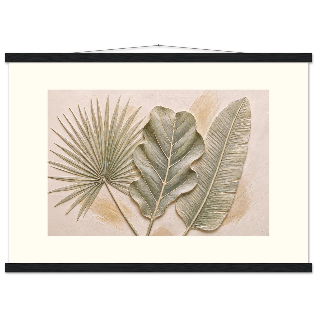 Three Leaves: botanical and nature. Museum-quality fine art poster.