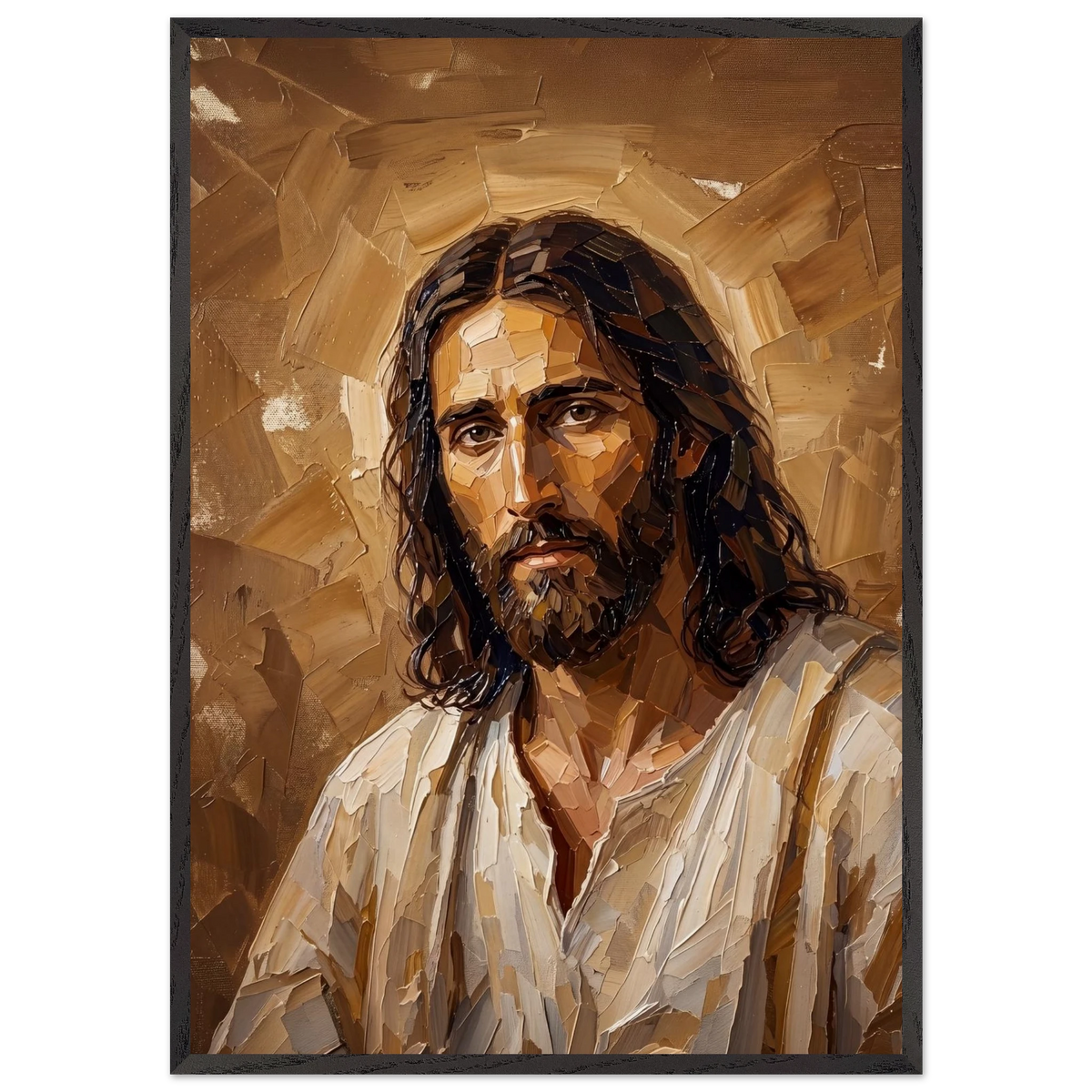 Kind Eyes: jesus, faith and serene gaze. Framed fine art print by The Light Stays.