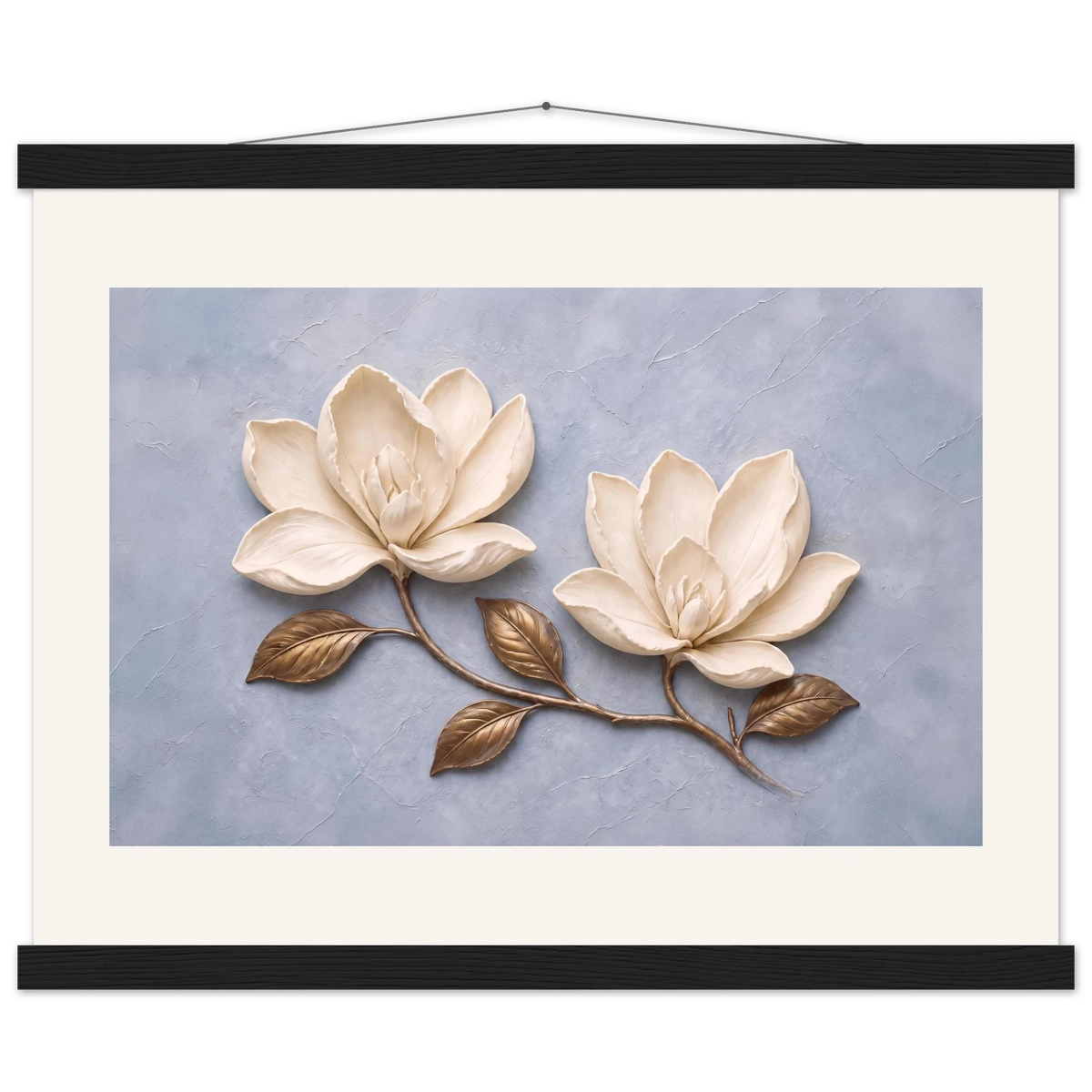 Bronze Magnolia: flowers and botanical. Fine art poster, alternate frame and size.