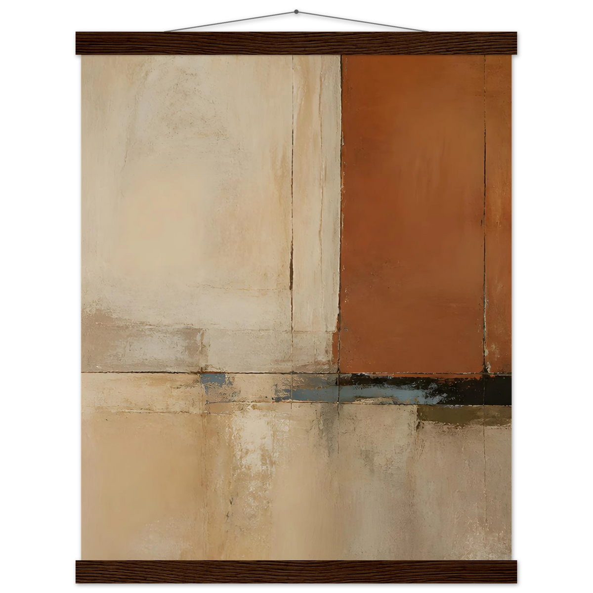Terracotta Diptych, Panel I of II, two panels, terracotta and cream. Archival fine art poster shown framed.