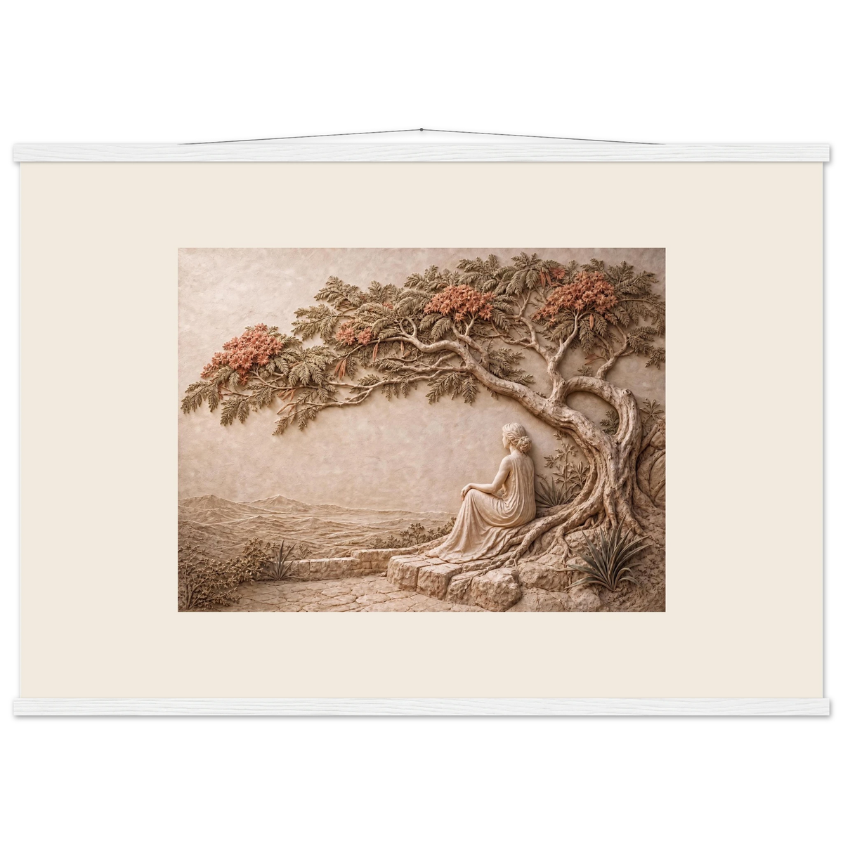 Under the Blossoms: petra and flora. Fine art poster, alternate frame and size.