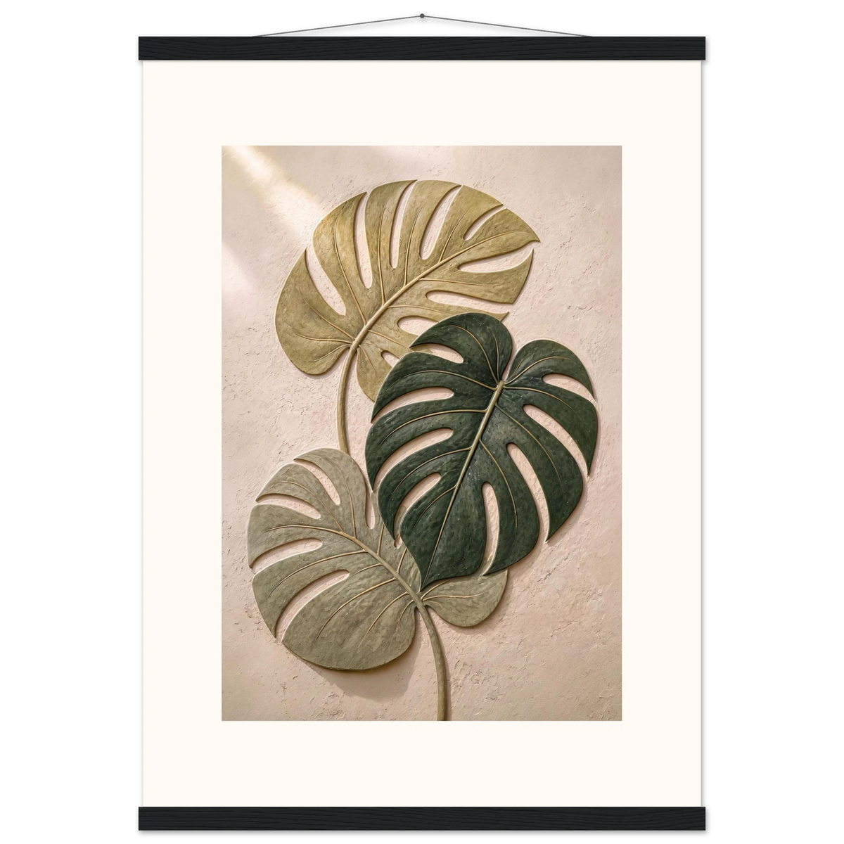 Stone Monstera: botanical and nature. Museum-quality fine art poster.