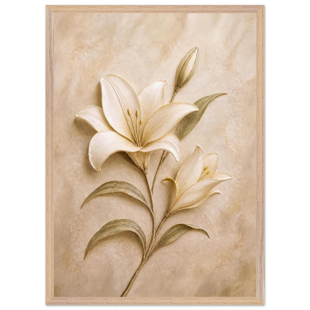 Alabaster Lily: flowers and botanical. Museum-quality framed fine art print.