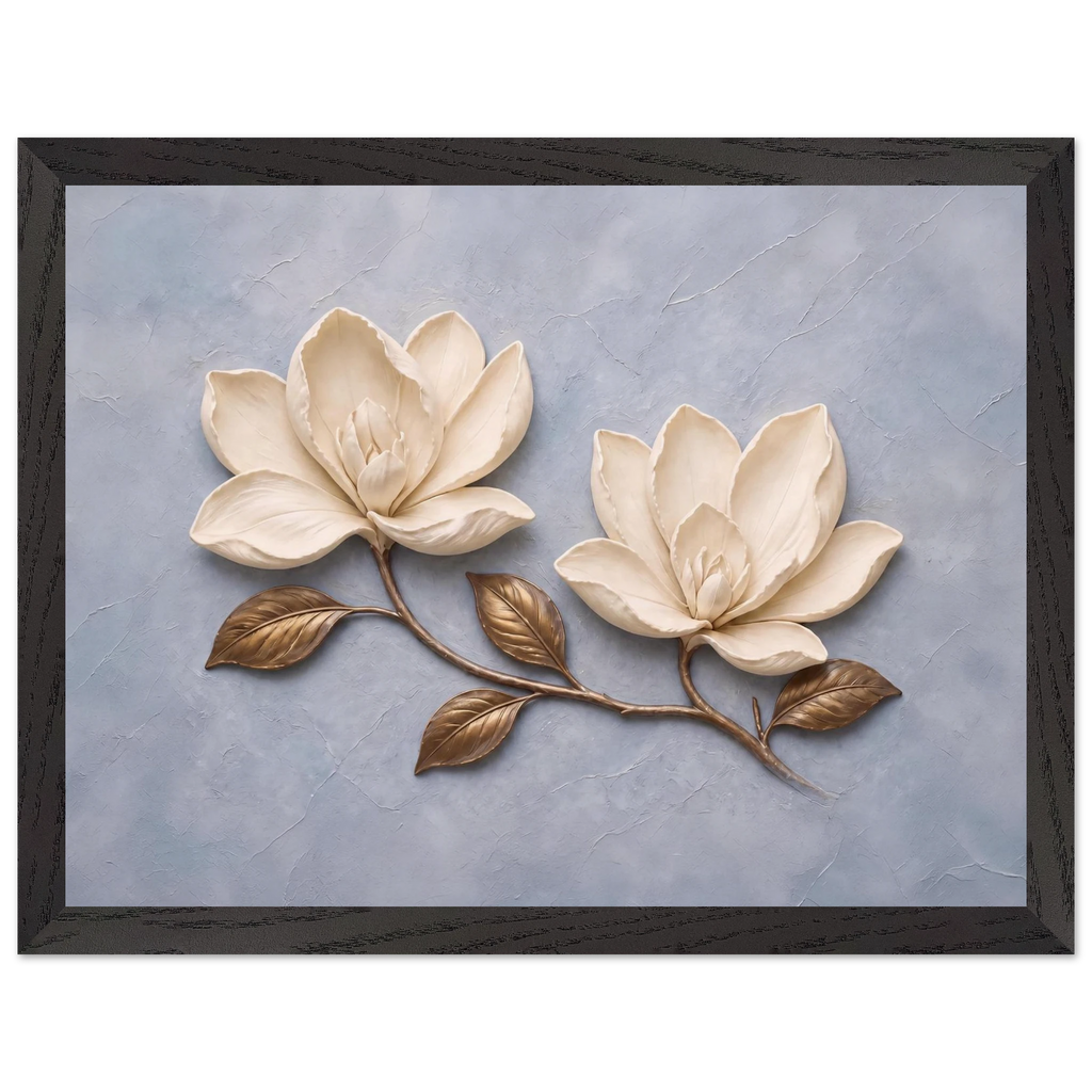 Bronze Magnolia: flowers and botanical. Museum-quality framed fine art print.