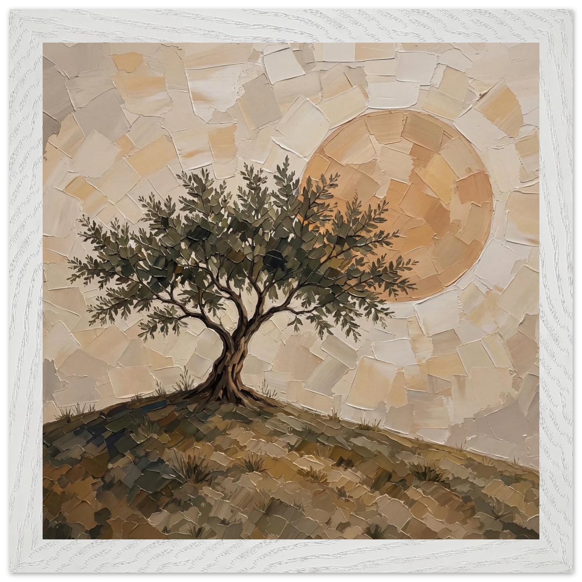 Olive Noon: hills, botanical and golden tones. Framed fine art print by The Light Stays.