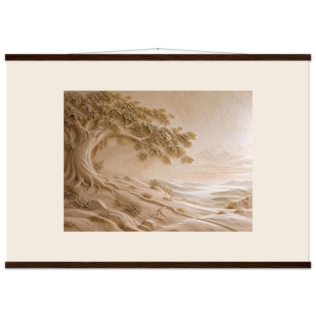 Sandstone Dawn: lumen and siena. Museum-quality fine art poster.