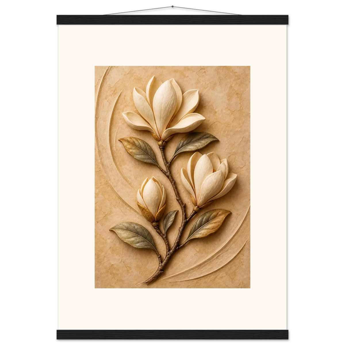 Magnolia Arc, flowers and botanical. Archival fine art poster shown framed.