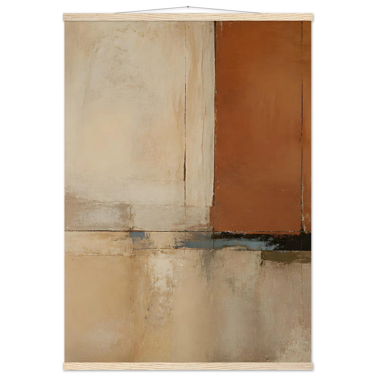 Terracotta Diptych, Panel I of II, two panels, terracotta and cream. Archival fine art poster shown framed.