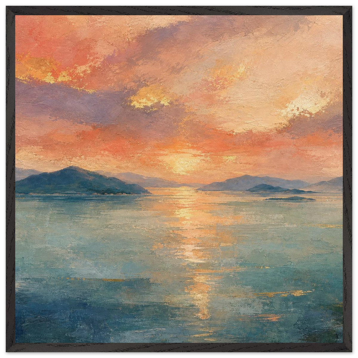 Setouchi Peach Dawn: riviera and japandi. Museum-quality framed fine art print.
