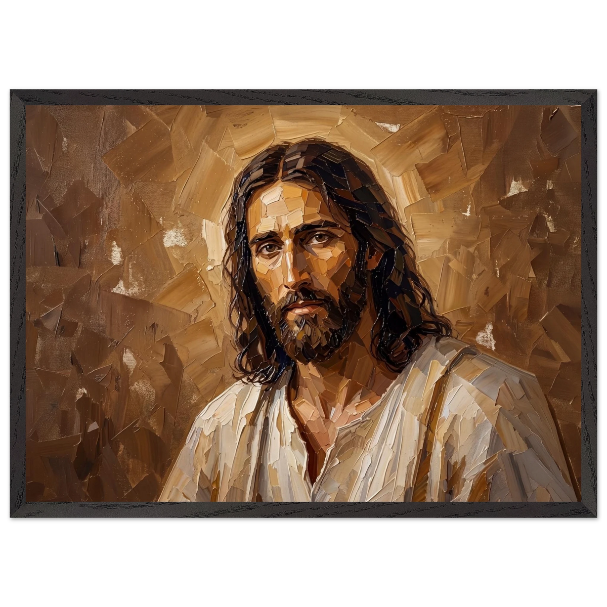 Kind Eyes: jesus, faith and serene gaze. Framed fine art print by The Light Stays.